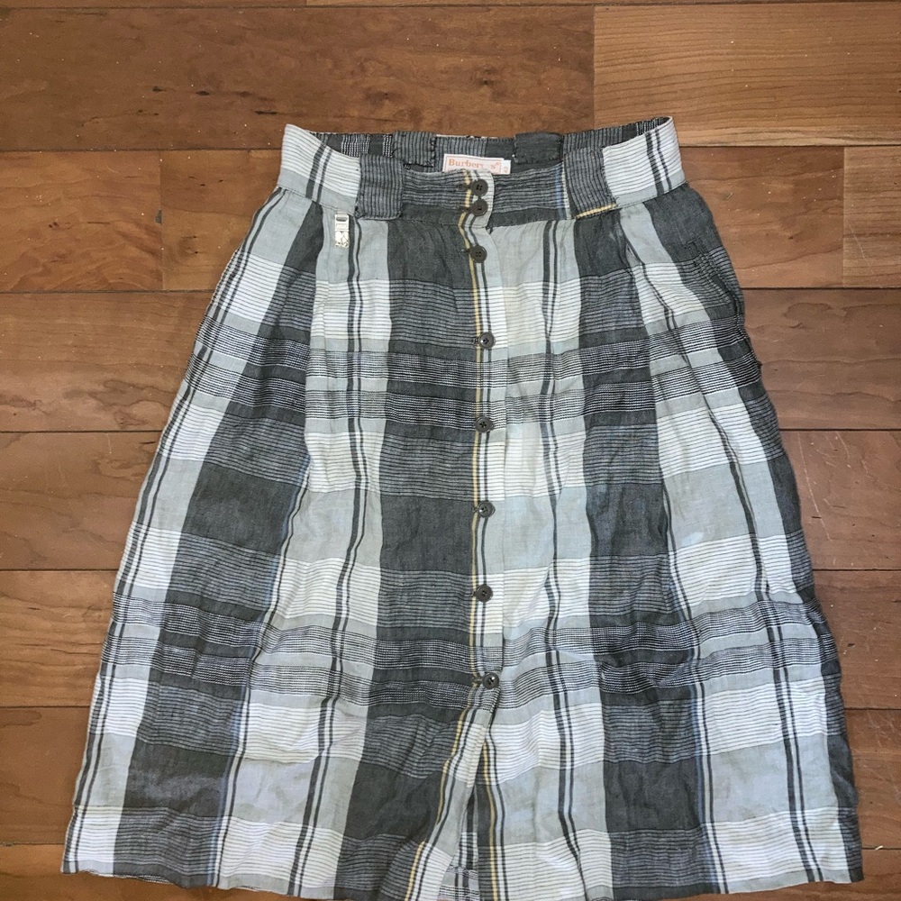 Burberry Black and White Midi A-Line Skirt